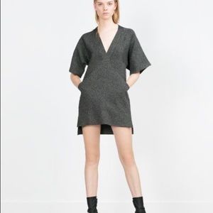 Zara knit gray dress with pouch pockets